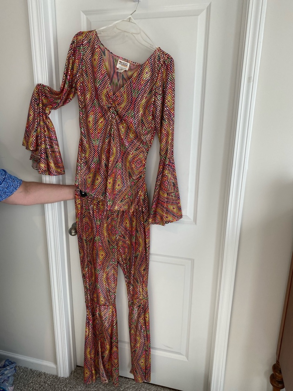 2-piece mama Mia Vintage-Inspired Multicolor Bell-flair top and pants